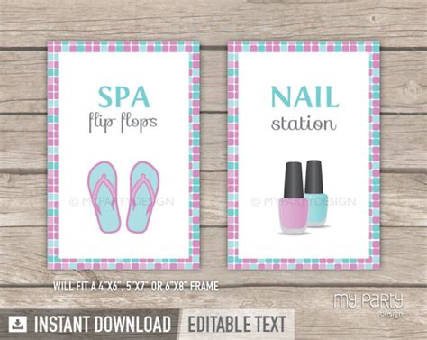 Spa Party Signs, Printable Editable Salon Signs for a Girls Birthday ...