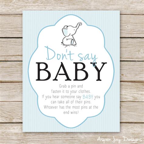 Blue Elephant Don't Say Baby Sign – AspenJay