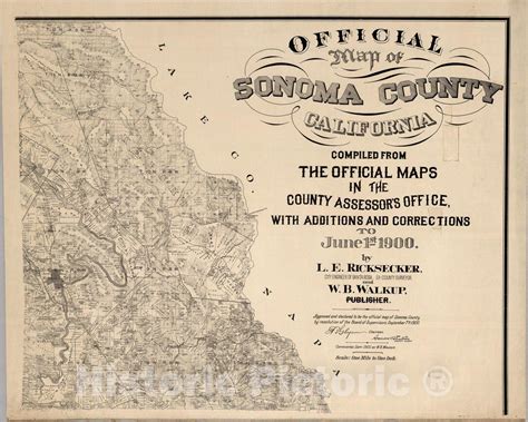 Historic Map : Official Map of Sonoma County, California, 1900 - Vinta ...