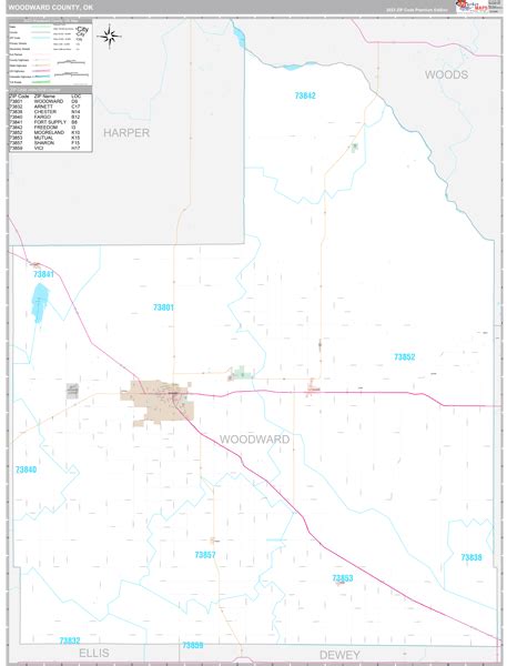 Woodward County, OK Wall Map Premium Style by MarketMAPS - MapSales