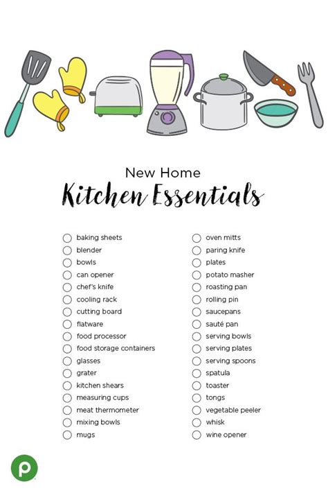 Printable Kitchen Essentials Checklist: Make Your Kitchen Move-In Ready | New home essentials ...