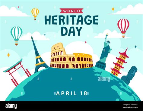 World Heritage Day Vector Illustration on 18 April for Commemorative Monuments and Sites from ...