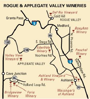 Map Southern Oregon Wines www.oregoncoastmagazine.com | Oregon wine ...