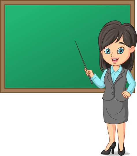 Young female teacher with blackboard and pointing stick 5112673 Vector ...