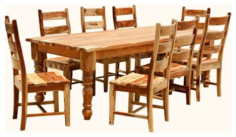 Farmhouse Rustic Dining Room Table Chair Set For 8 People Furniture ...