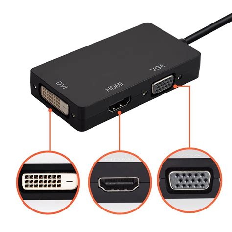 3 in 1 Mini DP DisplayPort to DVI VGA HDMI Adapter 3 in 1 Thunderbolt Converter Cables 1080P for ...