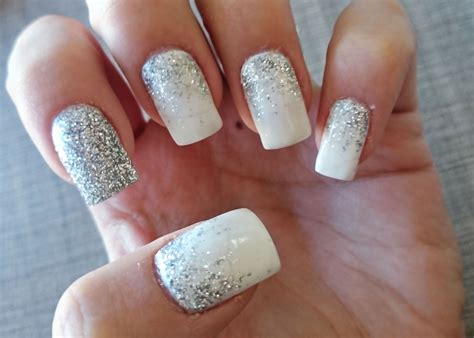 White with silver glitter | Nail art designs, Nail art, Silver glitter