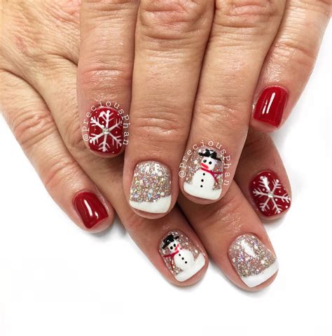 Christmas nails. Snowman. Snowflakes. #preciousphannails | Nageldesign ...