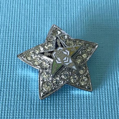 Vintage rhinestone Order of the Eastern Star pin, Eastern Star brooch, OES star pin, masonic pin ...