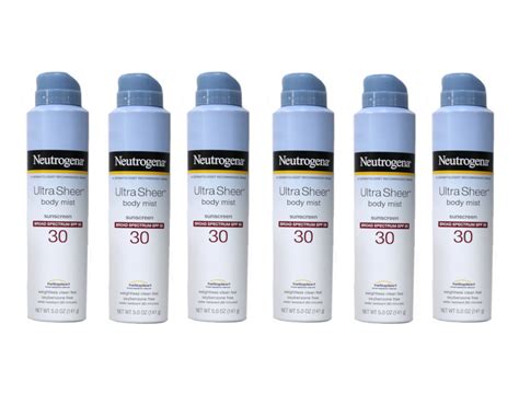 6 Pack - Neutrogena Ultra Sheer Body Mist Full Reach Sunscreen Spray ...