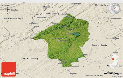 Satellite 3D Map of Hunterdon County, shaded relief outside