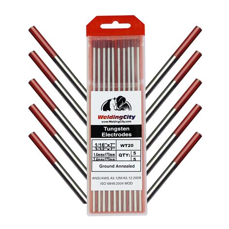 Assorted-size 10-pcs WeldingCity® TIG Welding Tungsten Electrode 2.0% Thoriated (Red) Selectable ...