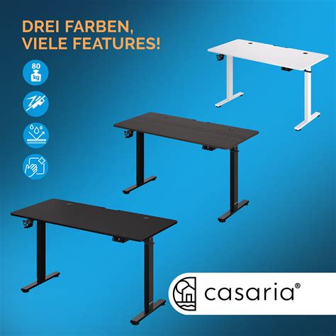 Electric standing desk white 140x60x73-118cm adjustable | DeubaXXL
