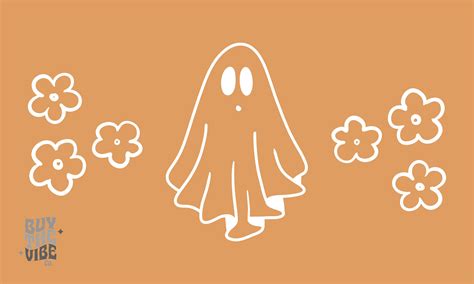 Ghost Halloween Desktop Wallpaper Background Digital Download Minimalist Design Fall Autumn ...