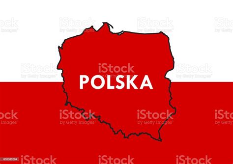 Poland Flag And Outline Map Stock Illustration - Download Image Now ...