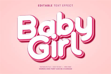 Premium Vector | Pink baby girl editable text effect