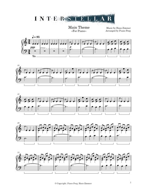 Main Theme (From Interstellar) – Hans Zimmer ~Piano~ Sheet music for Piano (Solo) | Musescore.com