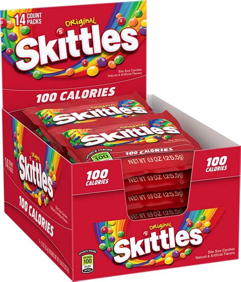 SKITTLES Original Candy 100 Calorie Pack, 0.9 Ounce 14-Count Box - Walmart.com