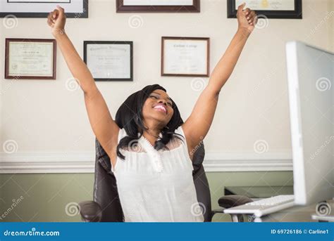 African American Woman Celebrating a Success Stock Photo - Image of ...