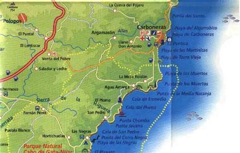 Almería turismo, Mapa de la Costa de Almería, informacion de malaga