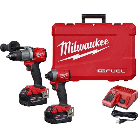 Milwaukee M18 FUEL Li-Ion Cordless Power Tool Set — 1/2in. Hammer Drill ...