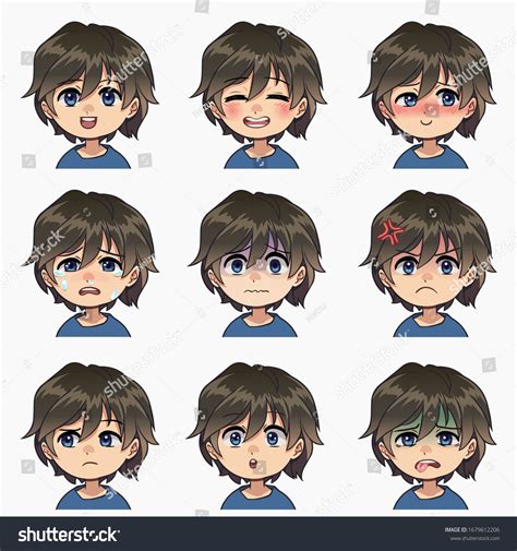 Vector Isolated Set Color Anime Boy Stock Vector (Royalty Free) 1679612206 | Shutterstock