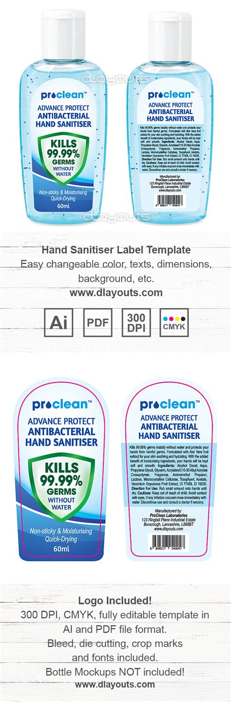 Hand Sanitizer Label Template Design