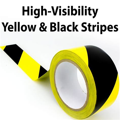 Double-Roll of Ultra-Adhesive, Black & Yellow Hazard Tape for Floor Ma ...