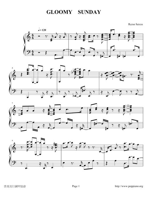 Rezso Seress-Gloomy Sunday Sheet Music pdf, - Free Score Download ★