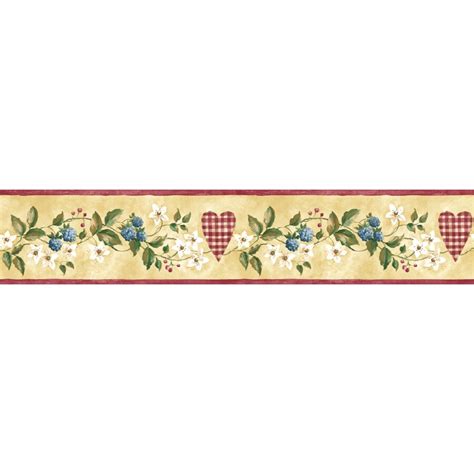 Sunworthy 4-1/8" Hearts Floral Trail Prepasted Wallpaper Border at Lowes.com