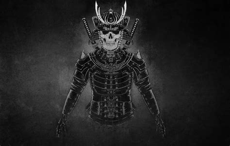 Wallpaper the dark background, warrior, samurai, skeleton, helmet, swords images for desktop ...