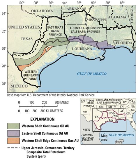 Map showing the Upper Cretaceous Austin Chalk trend on the U.S. Gulf ...