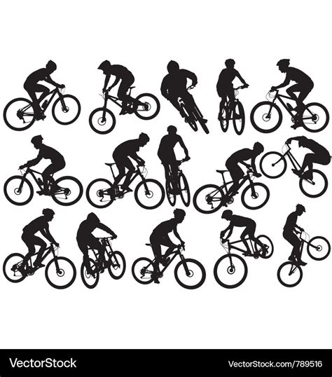 Mountain biker silhouettes Royalty Free Vector Image