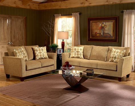 Barton Camel Fabric Casual Living Room Sofa & Loveseat Set