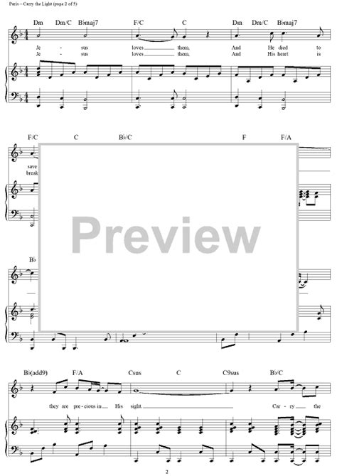 Carry the Light" Sheet Music for Piano/Vocal/Chords - Sheet Music Now