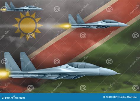 Namibia Air Forces Strike Concept. Air Planes Attack on Namibia Flag ...