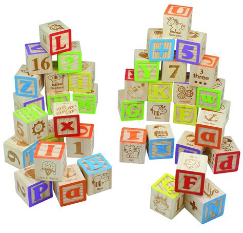 Maxim Deluxe Wooden ABC Blocks. Extra-Large Engraved Baby Alphabet ...