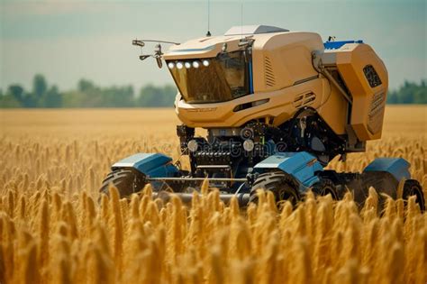 Robotic Wheat Harvesting. Mechanisms of the Future Stock Illustration ...