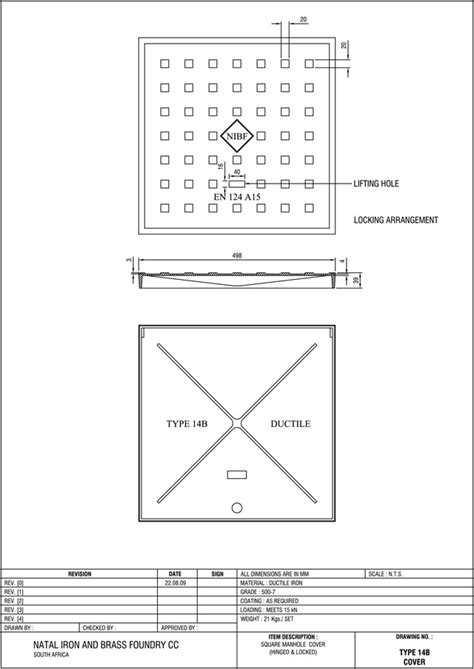 Square Manhole Cover and Frame (Type 14B)