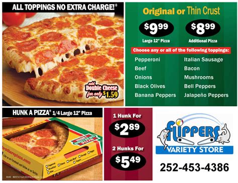 Hunt Brothers Pizza Menu – Flippers Arcade, Laser Tag, Birthday Parties ...