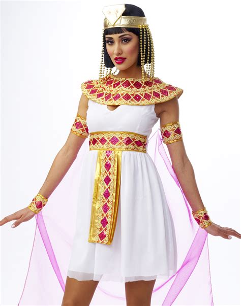 Cleopatra Pink Greek Goddess Egyptian Fancy Dress Womens Halloween ...