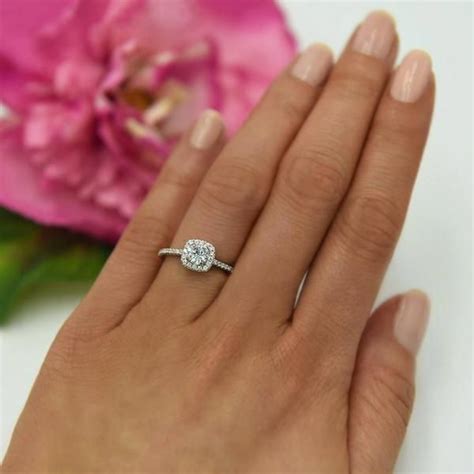 3/4 Ct Diamond Square Halo Wedding Engagement Ring 14k White Gold ...