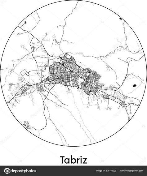 Minimal City Map Tabriz Iran Asia Black White Vector Illustration Stock ...