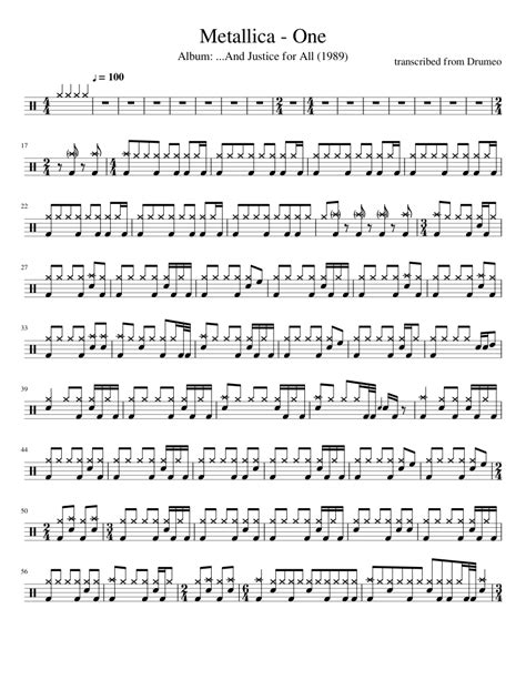 Metallica - One Sheet music for Drum group (Solo) | Musescore.com