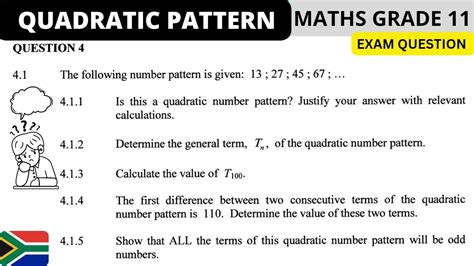 Quadratic Number Patterns | Grade 11 - YouTube