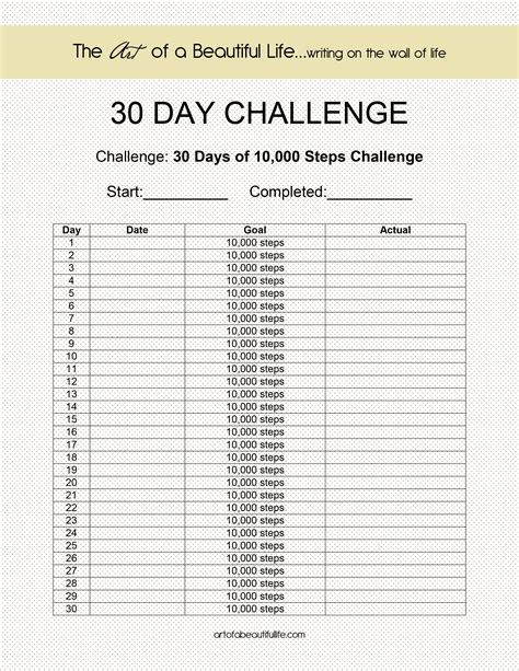 30 Day Challenge: 10,000 Steps a Day | The 10K Step Challenge - The Art of a Beautiful Life | 30 ...