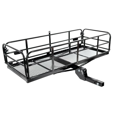 60" Folding Hauling Hitch Cargo Mount Carrier Mounted Basket Long Luggage Rack with 2" Receiver ...