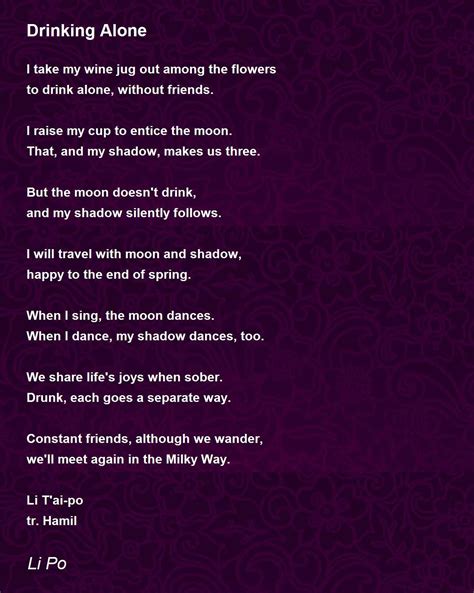 Drinking Alone Poem by Li Po - Poem Hunter