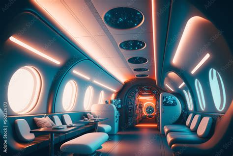 the fictitious interior of an airplane as a transport plane of ...