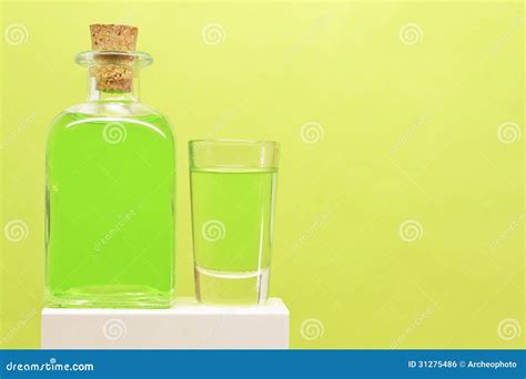 Peppermint Liqueur Bottle and Shot Stock Photo - Image of alcoholic ...